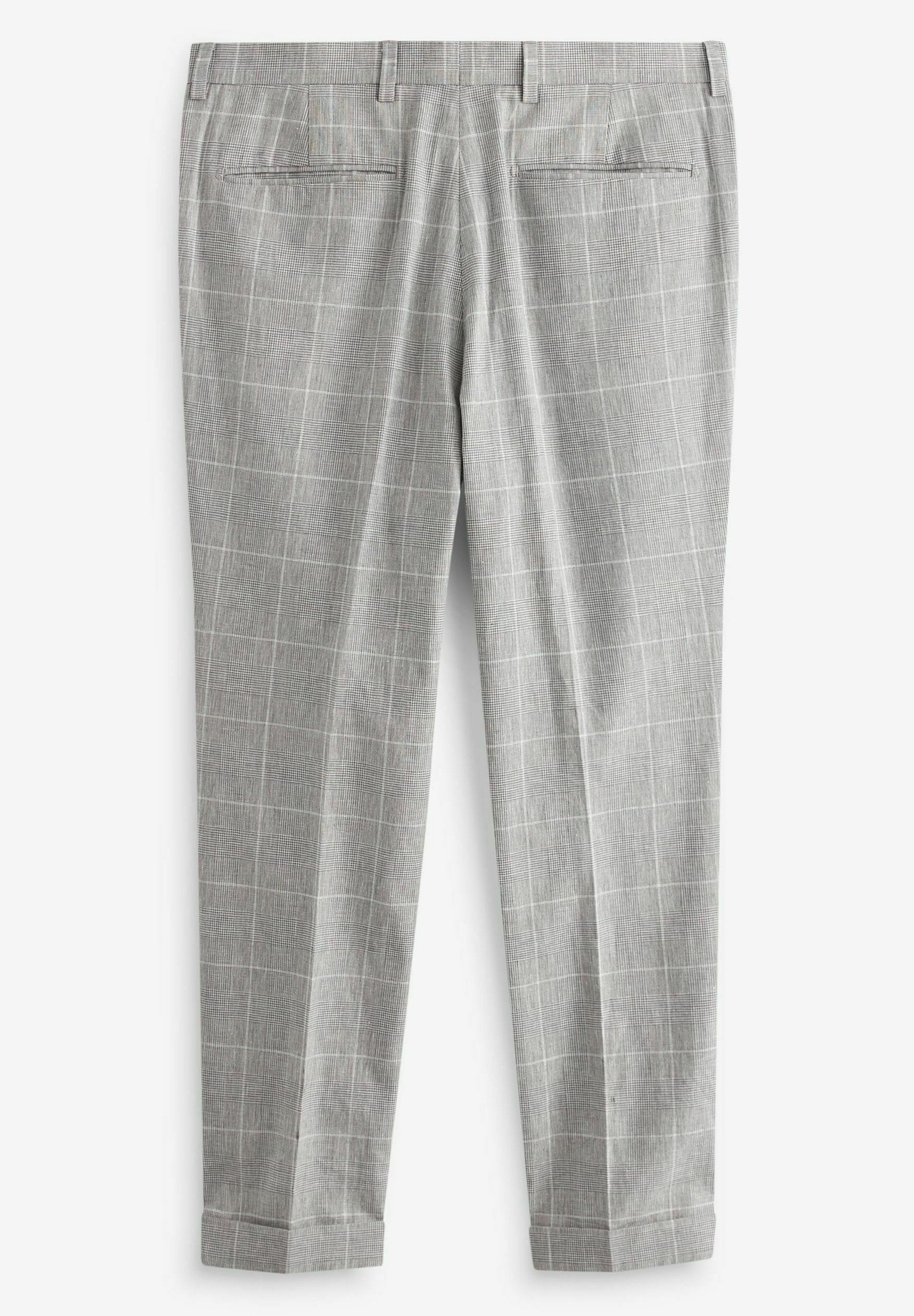 Next LINEN CHECK SUIT TROUSERS SLIM FIT