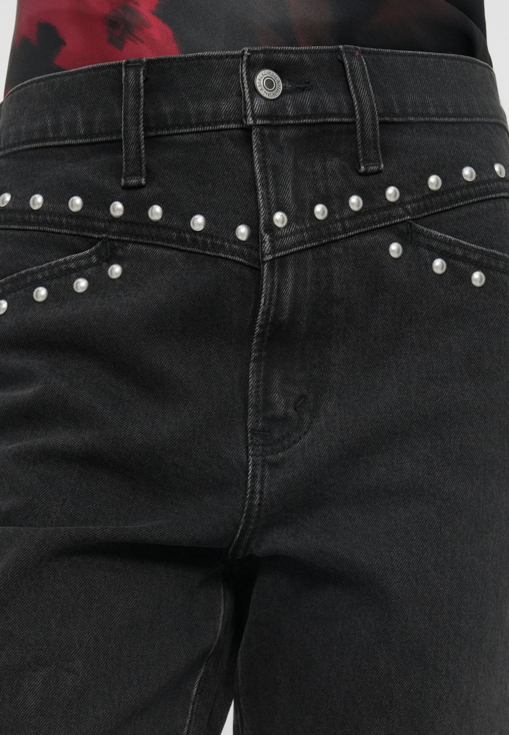 Abercrombie & Fitch WASHED BLACK STUDDED STRAIGHT