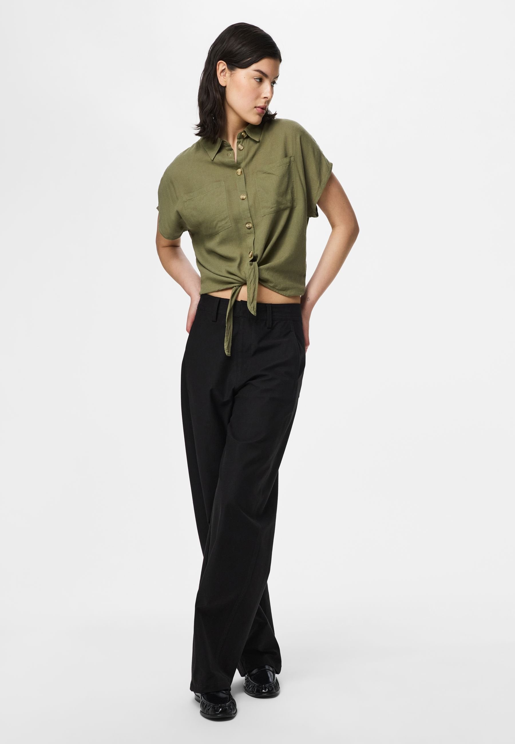 Pieces Short sleeved PCPIA LINEN BLEND
