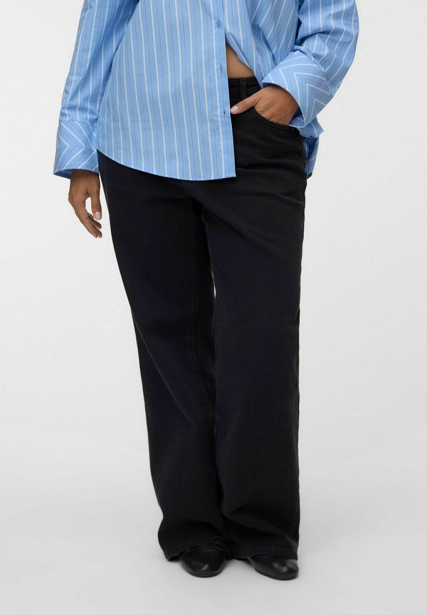 Vero Moda Curve WIDE-FIT JEANS VMCTESSA HIGH RISE WIDE LEG FIT JEANS - Wide Leg - dark grey denim