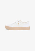 Tommy Hilfiger TH MONOGRAM CANVAS ROPE PLATFORM TRAINERS - Trainers - white/classic khaki