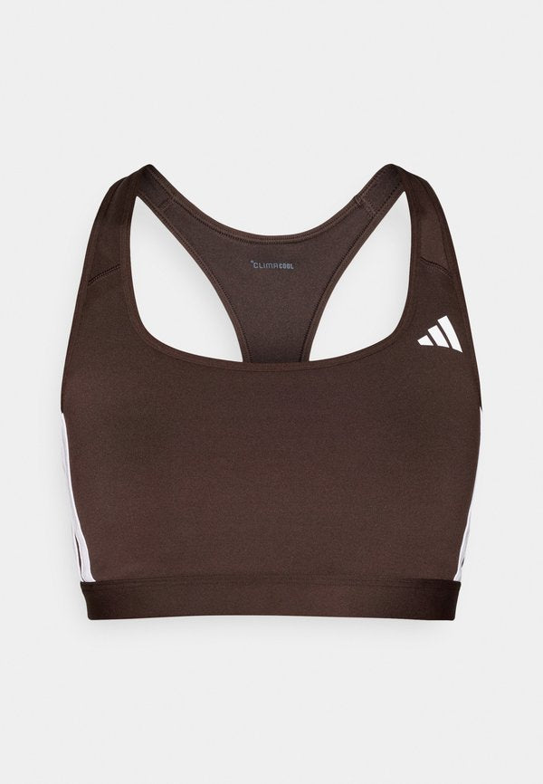 adidas Performance OPTIME ESSENTIALS WORKOUT 3 STRIPES MEDIUM SUPPORT - Medium support sports bra - aurora coffee/white