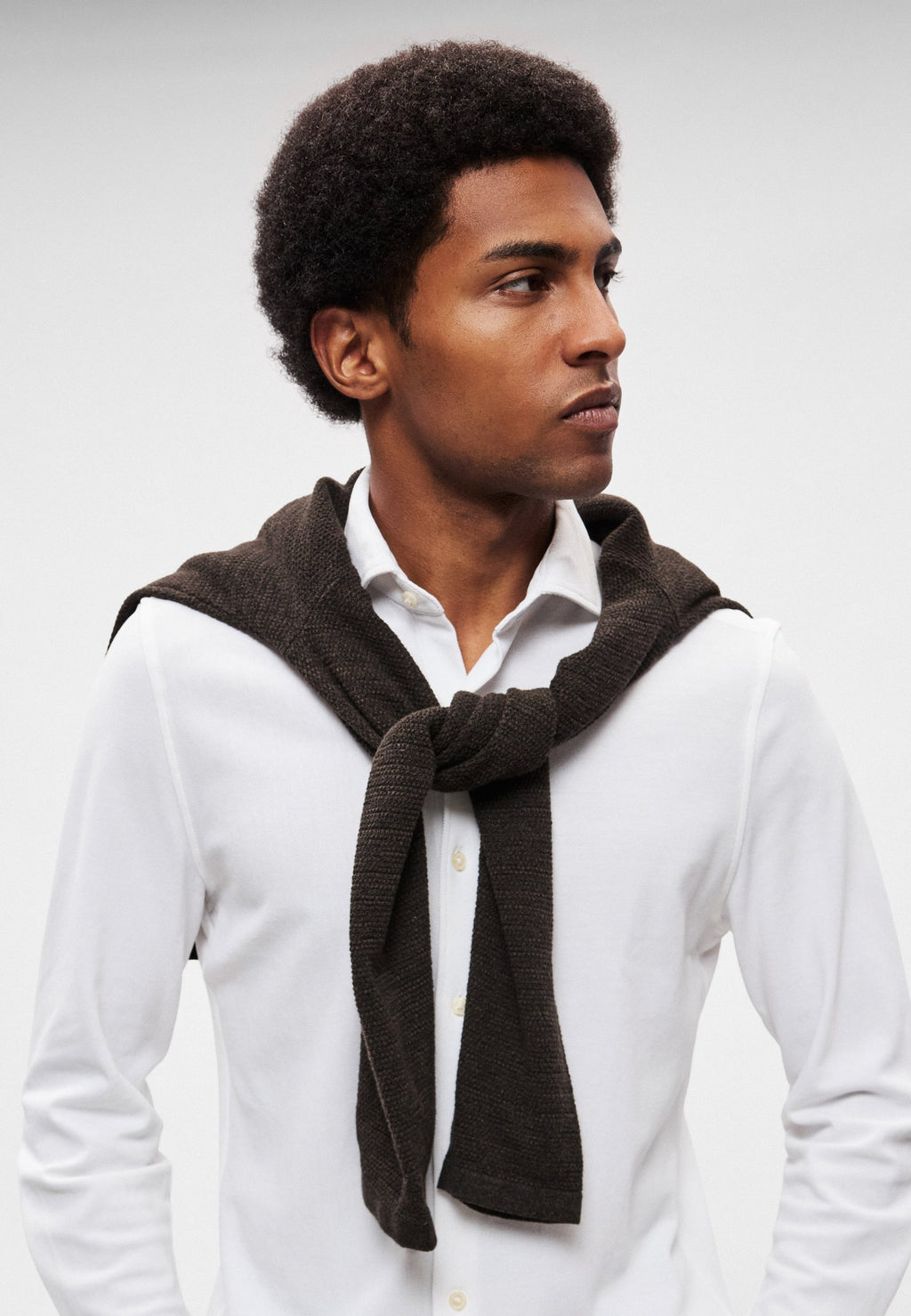Marc O'Polo SPREAD COLLAR LONG SLEEVE ROUND HEM