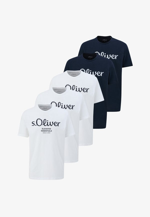 s.Oliver 5 Pack - Print T-shirt - weiß   blau