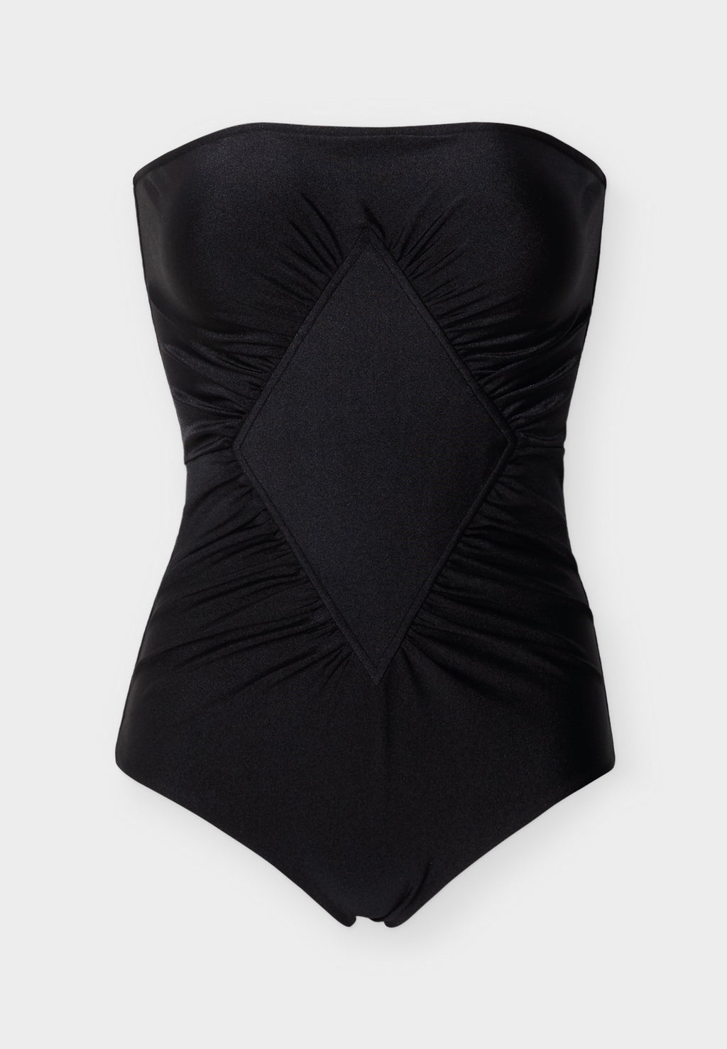 ADRIANA DEGREAS SOLID FRILLED STRAPLESS SWIMSUIT