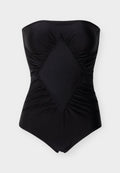 ADRIANA DEGREAS SOLID FRILLED STRAPLESS SWIMSUIT