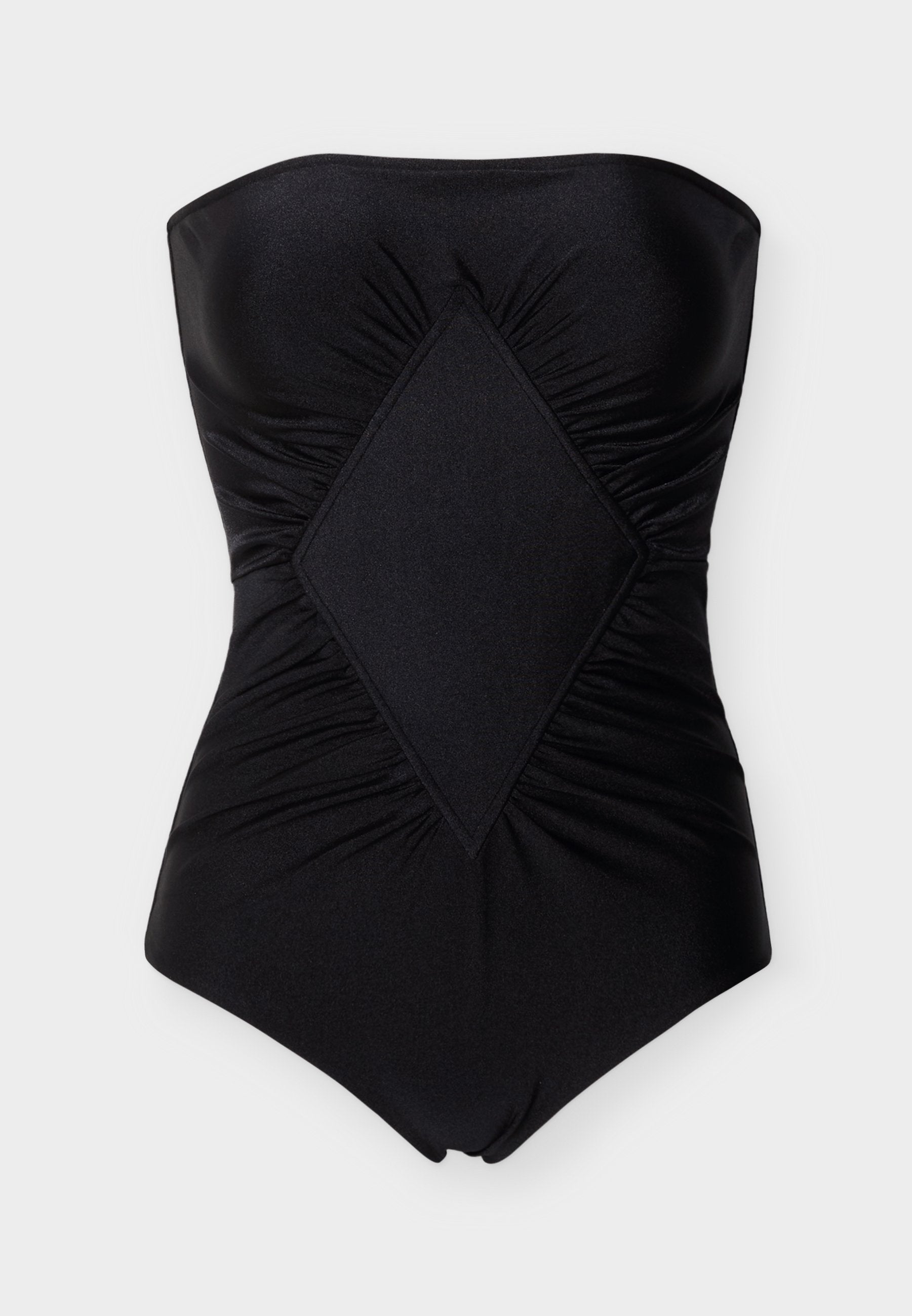 ADRIANA DEGREAS SOLID FRILLED STRAPLESS SWIMSUIT