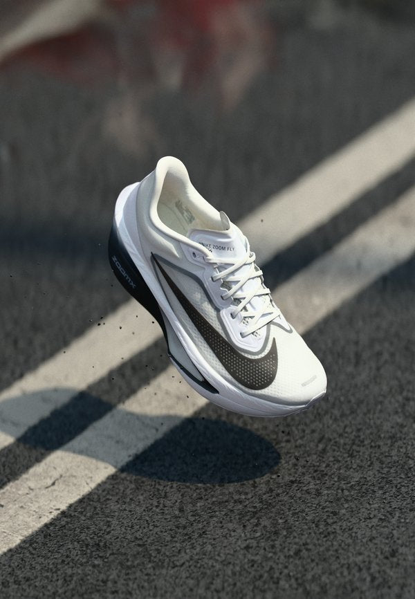 Nike Performance ZOOM FLY  - Road running shoes - white/black/smoke grey/metallic silver