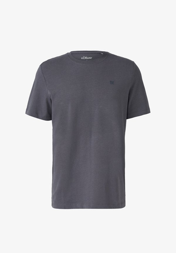 s.Oliver HEAVY MIT CREW NECK UND LOGO-PRINT - Basic T-shirt - schiefergrau