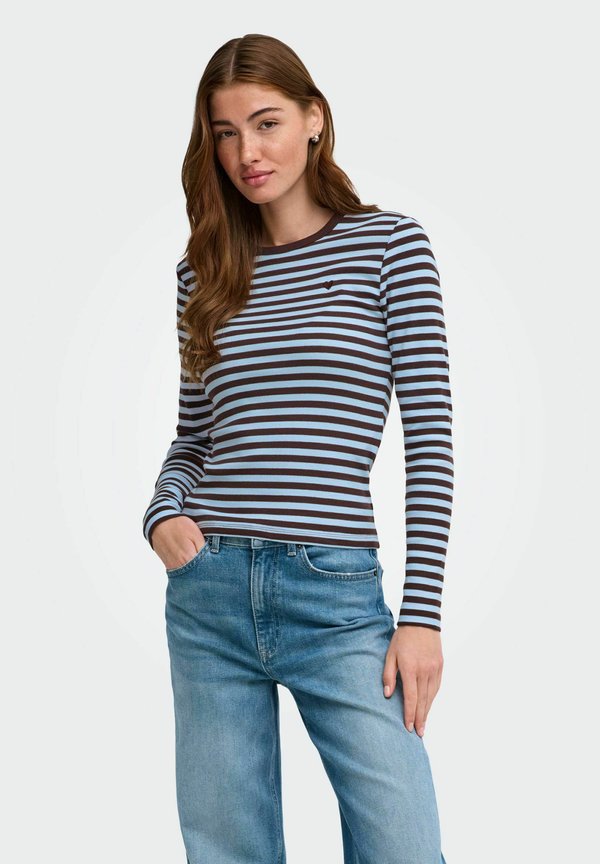 ONLY ONLVAL L/S O-NECK STRIPE TOP JRS - Long sleeved top - coffee bean