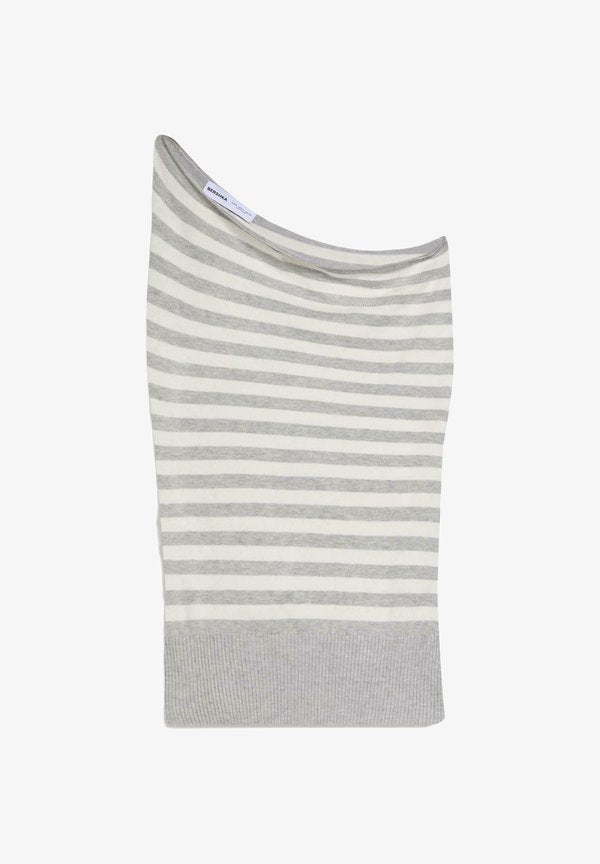 Bershka DRAPED STRIPED TOP - Top - beige