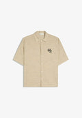 Bershka EMBROIDERED SHORT SLEEVE - SHIRT - Shirt - mottled beige