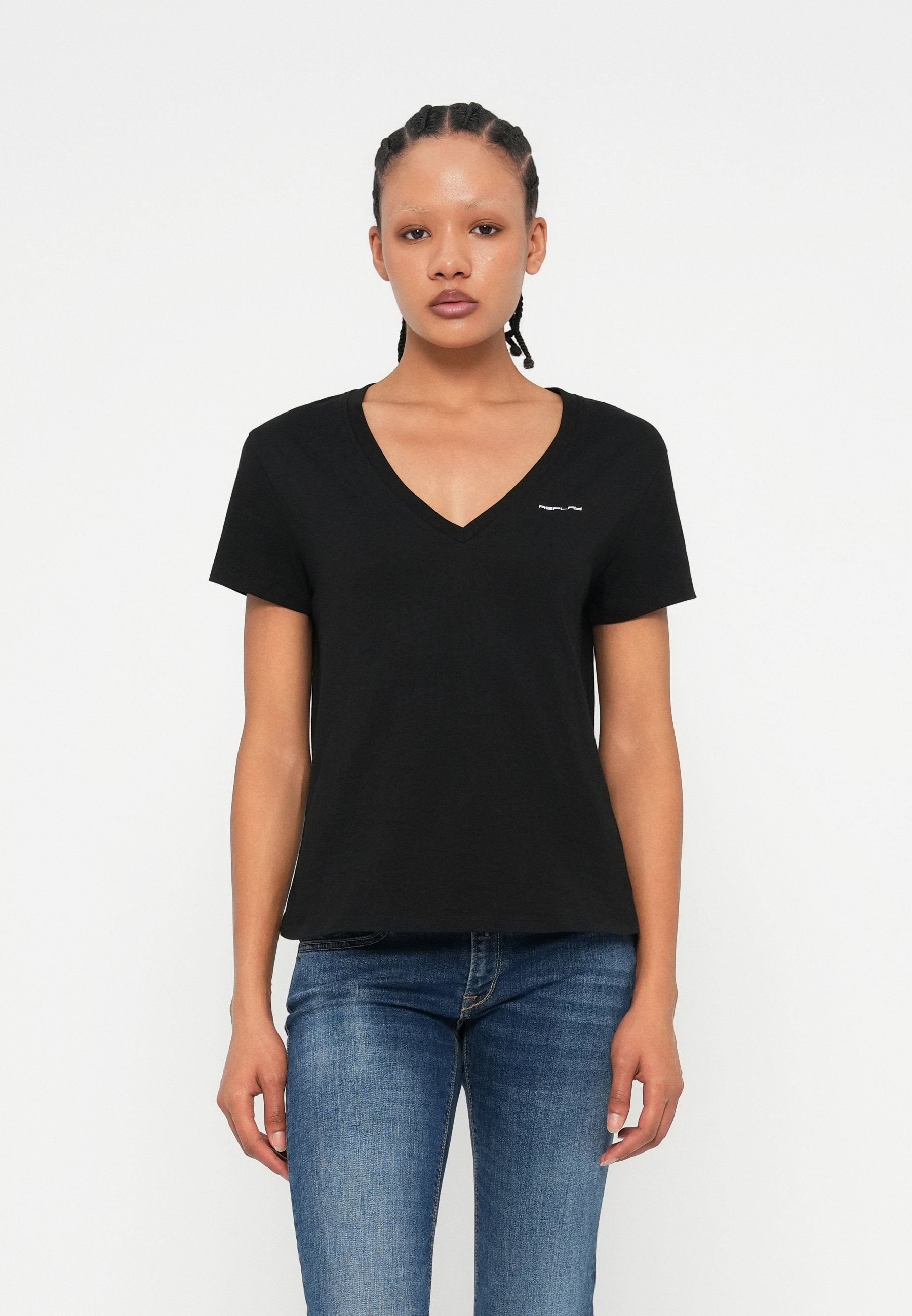Replay V NECK LOGO 2 PACK