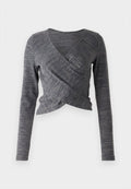 Vero Moda VMHELA TWO WAY WRAP - Long sleeved top - dark grey melange/black
