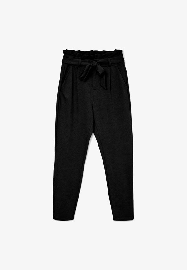 Vero Moda VMEVA PAPERBAG PANT - Trousers - black