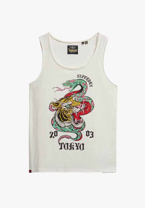 Superdry & Co NEO TRAD TATTOO SCOOP NECK TANK - Top - bone white slub