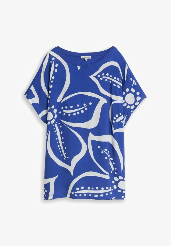 TOM TAILOR TOM TAILOR T-SHIRT PLUS SIZE - T-SHIRT IM MATERIAL-MIX - Print T-shirt - shiny royal blue