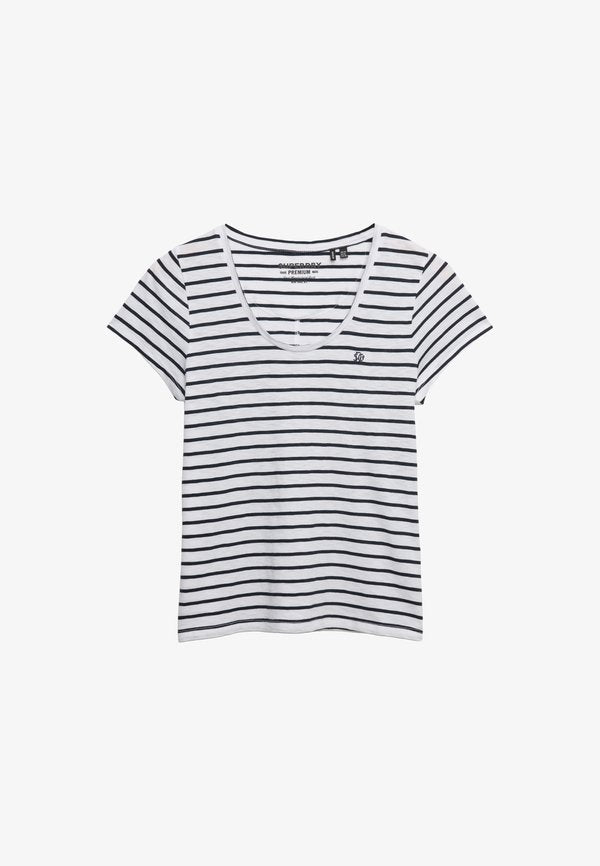 Superdry & Co SUPERDRY STUDIOS SCOOP NECK T-SHIRT.. - Basic T-shirt - optic navy stripe