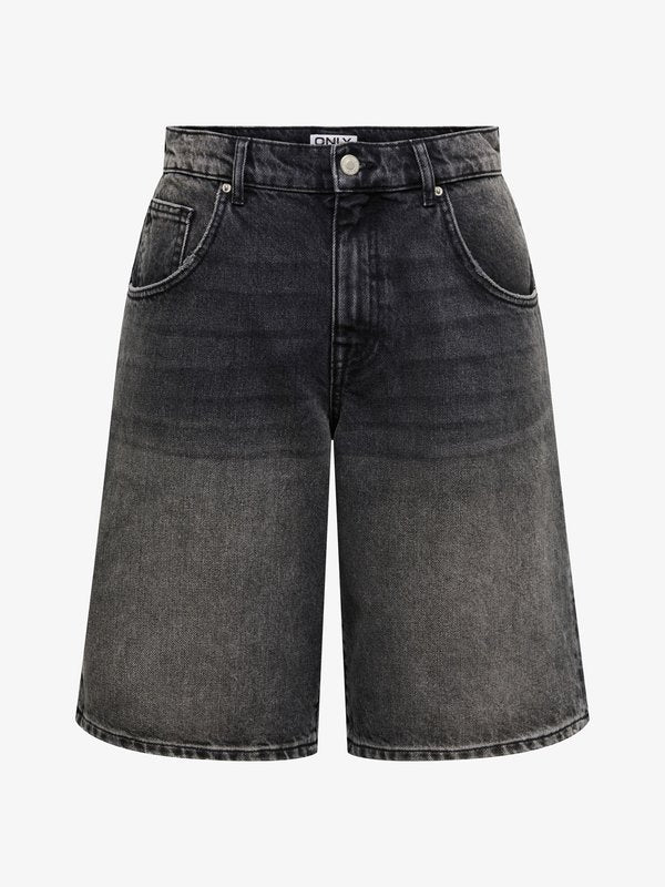 ONLY JEANS-SHORTS ONLMATE MITTLERE TAILLE BAGGY FIT JEANS-SHORTS - Denim shorts - washed black