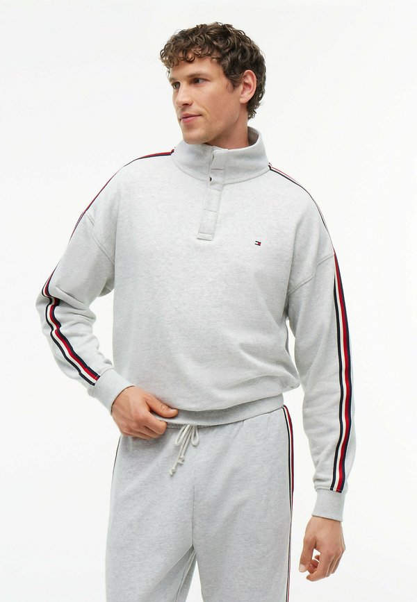 Tommy Hilfiger HALF BUTTON DOWN - TH GLOBAL STRIPE LG - Pyjama top - ice grey heather