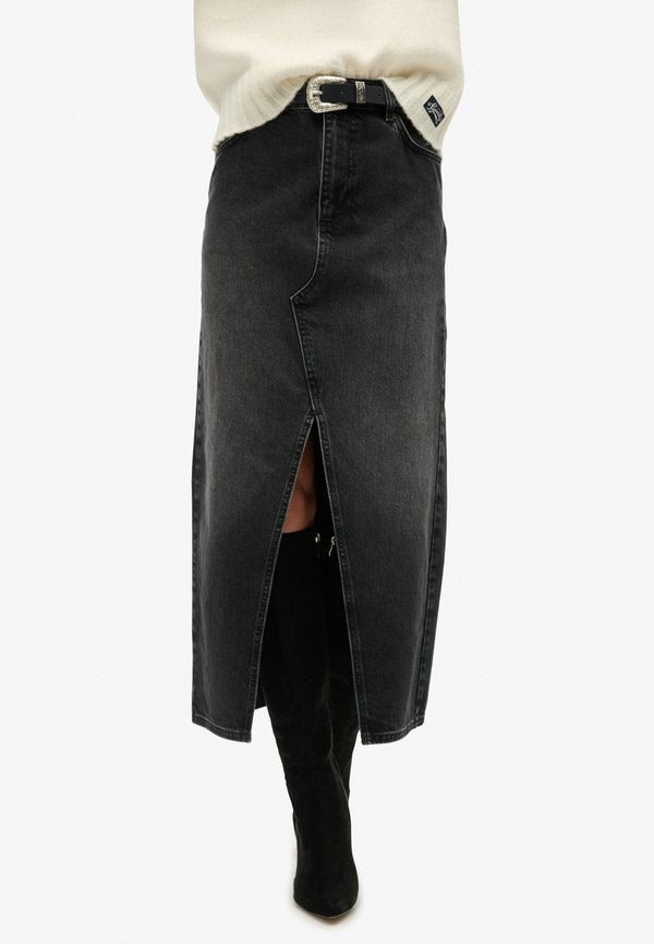 Superdry & Co SPLIT - A-line skirt - kericho black
