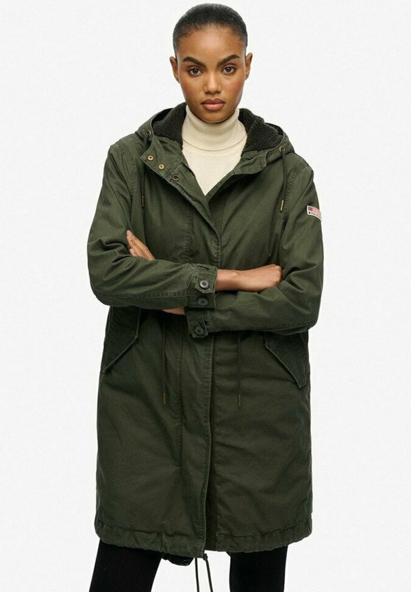 Superdry & Co MILITARY BORG FISHTAIL - Parka - army khaki