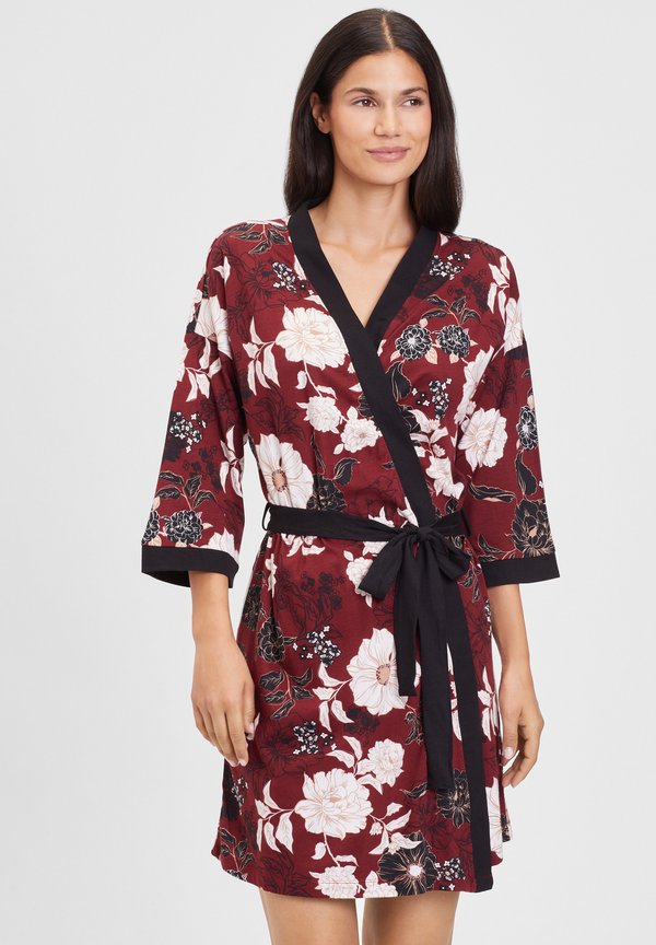 s.Oliver Dressing gown - bordeaux/schwarz