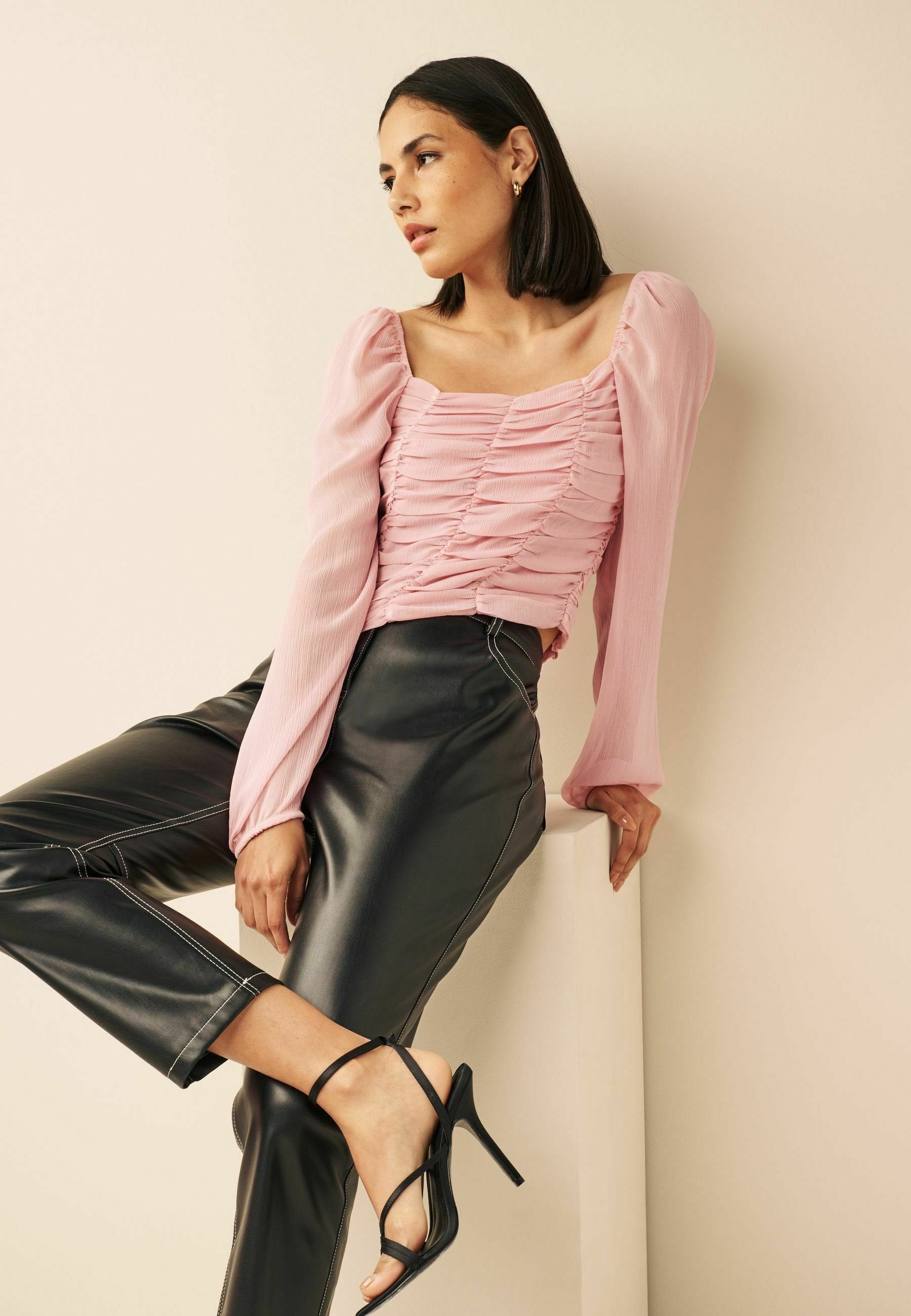 Next RUCHED LONG SLEEVE GEORGETTE TOP