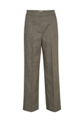 Graue, hoch taillierte Hose aus einem strukturierten Stoff, mit weiten Beinen und vorderen Falten für eine maßgeschneiderte Optik.