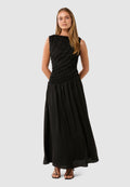 Forever New JEMIMA SHIRRED DROP WAIST MIDI DRESS