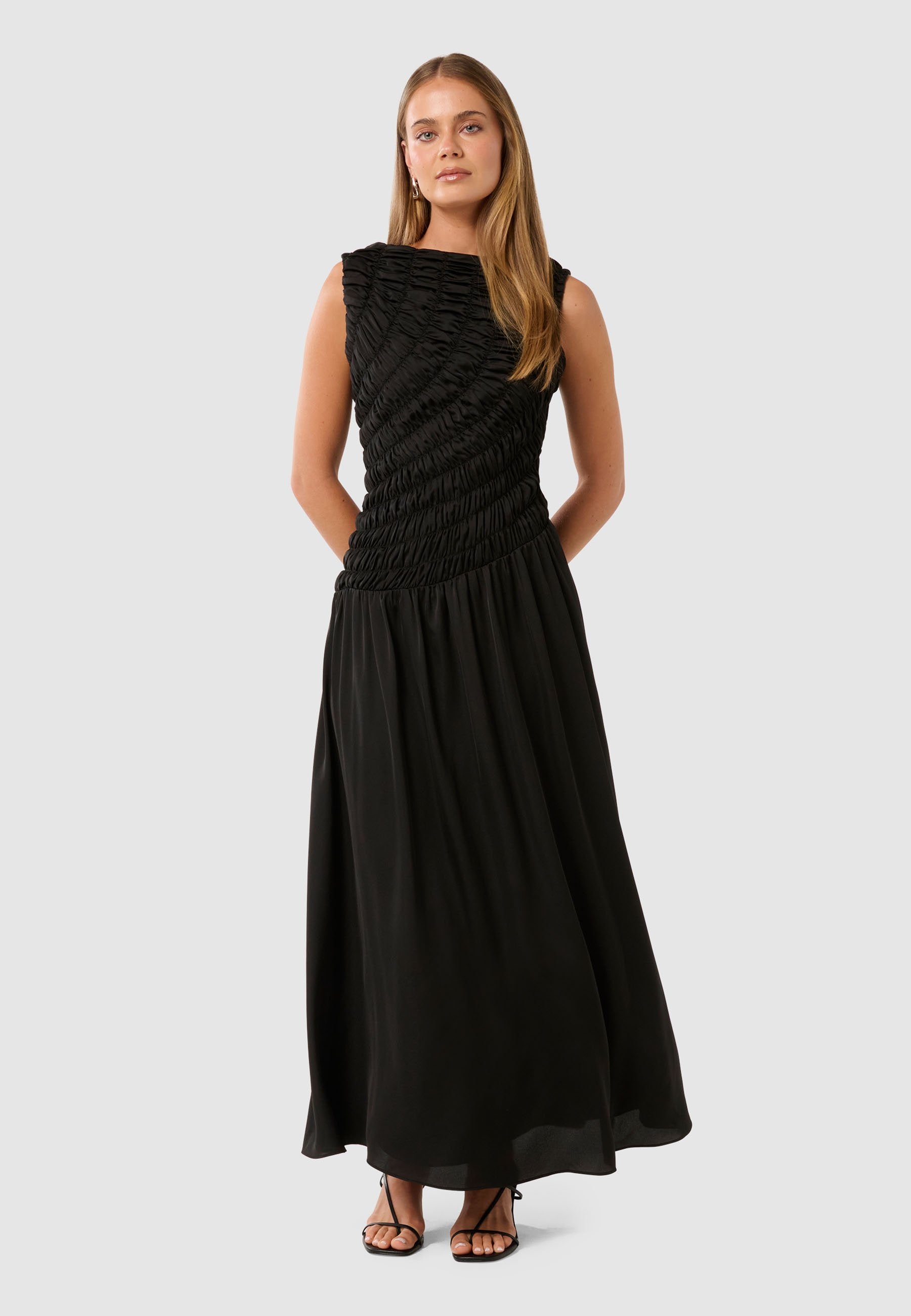 Forever New JEMIMA SHIRRED DROP WAIST MIDI DRESS