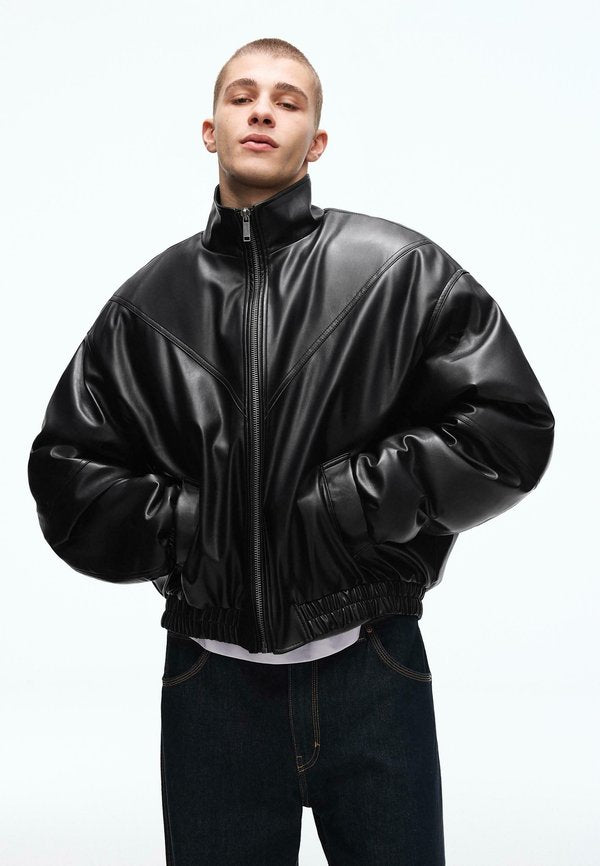 Bershka Faux leather jacket - black
