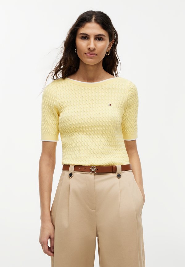 Tommy Hilfiger FINE CABLE BOAT NECK - Jumper - citronella