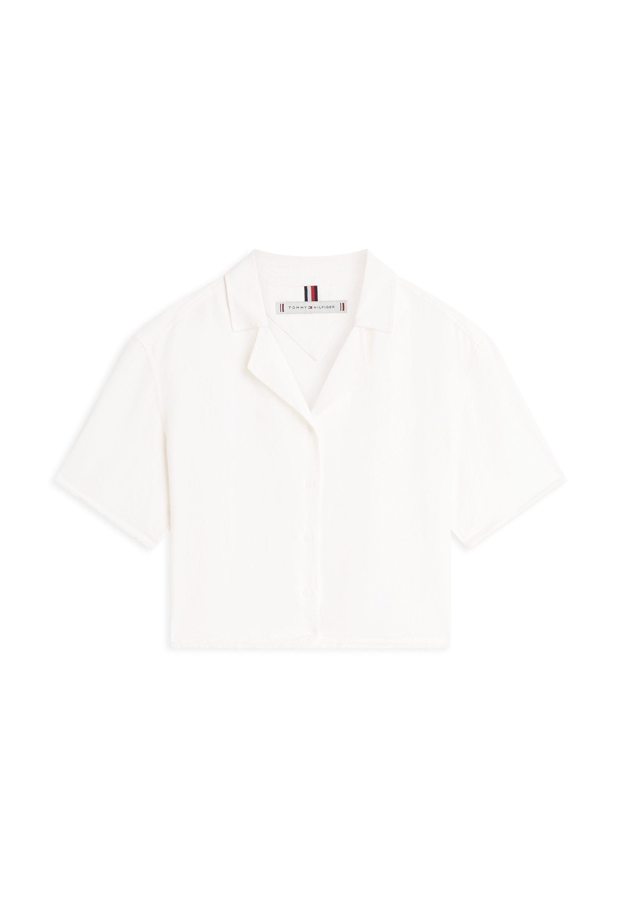 RELAXED FIT FRAYED LINEN BLEND SHIRT Media 1