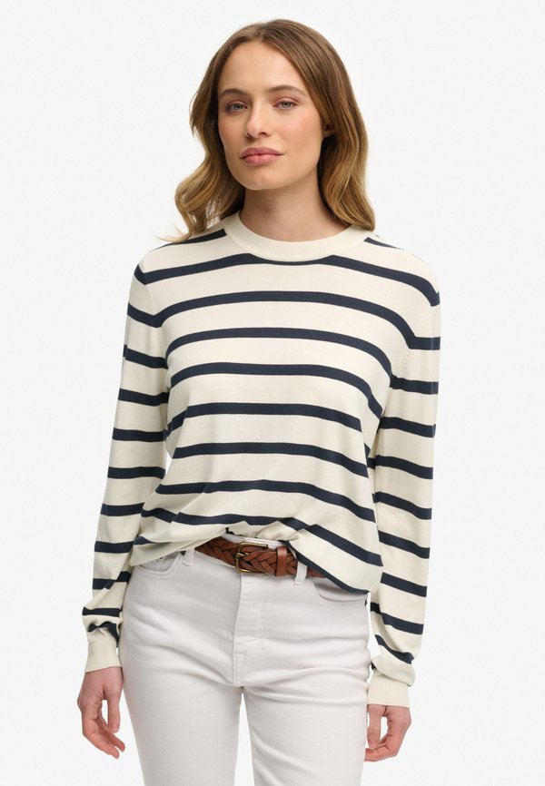 Superdry & Co LIGHTWEIGHT ESSENTIAL - Jumper - cream richest navy stripe