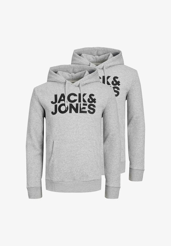 Jack & Jones JACK & JONES 2-PACK - Hoodie - light grey melange