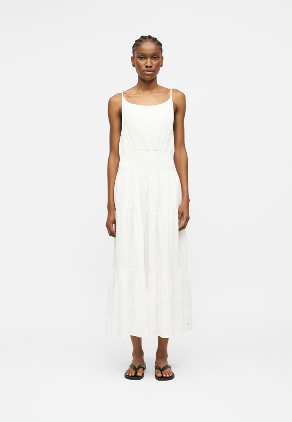 Tommy Hilfiger SMOCK TIE MIDI DRESS - Day dress - ecru