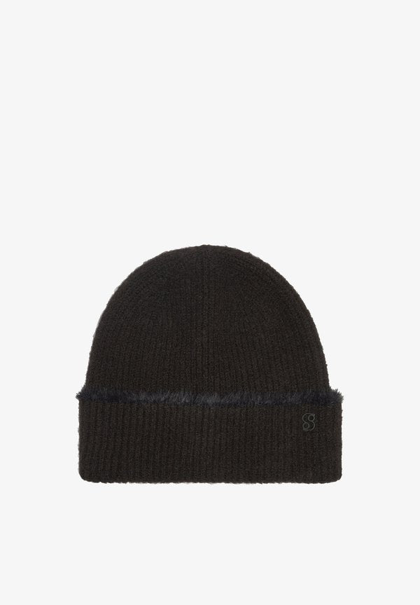 s.Oliver MIT FRANSEN - Beanie - schwarz