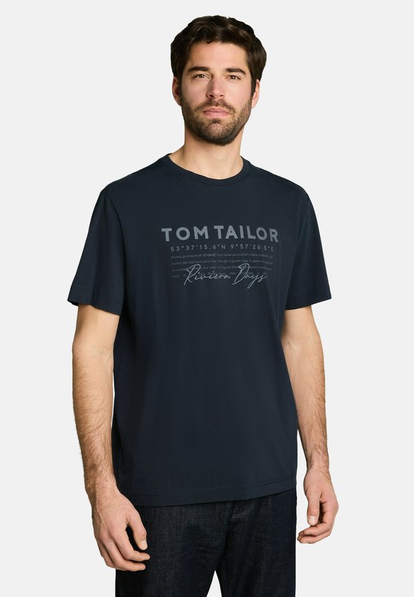 TOM TAILOR T-SHIRT IM USED-LOOK - Print T-shirt - sky captain blue