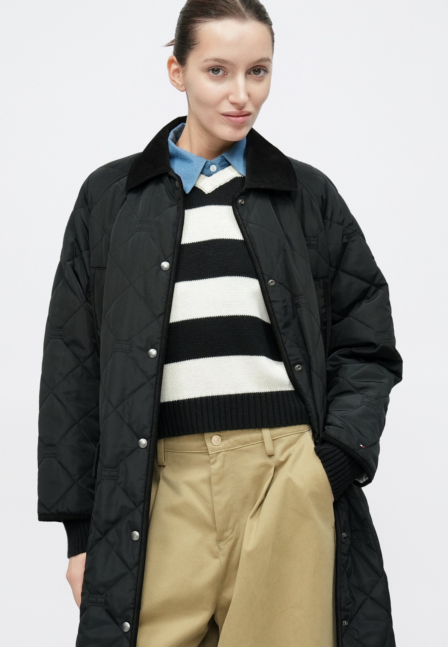 FLAG QUILTED PADDED OVERSIZED LONGLINE COAT Media 5