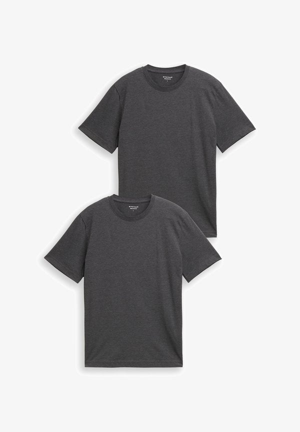TOM TAILOR 2-PACK - Basic T-shirt - dark grey melange