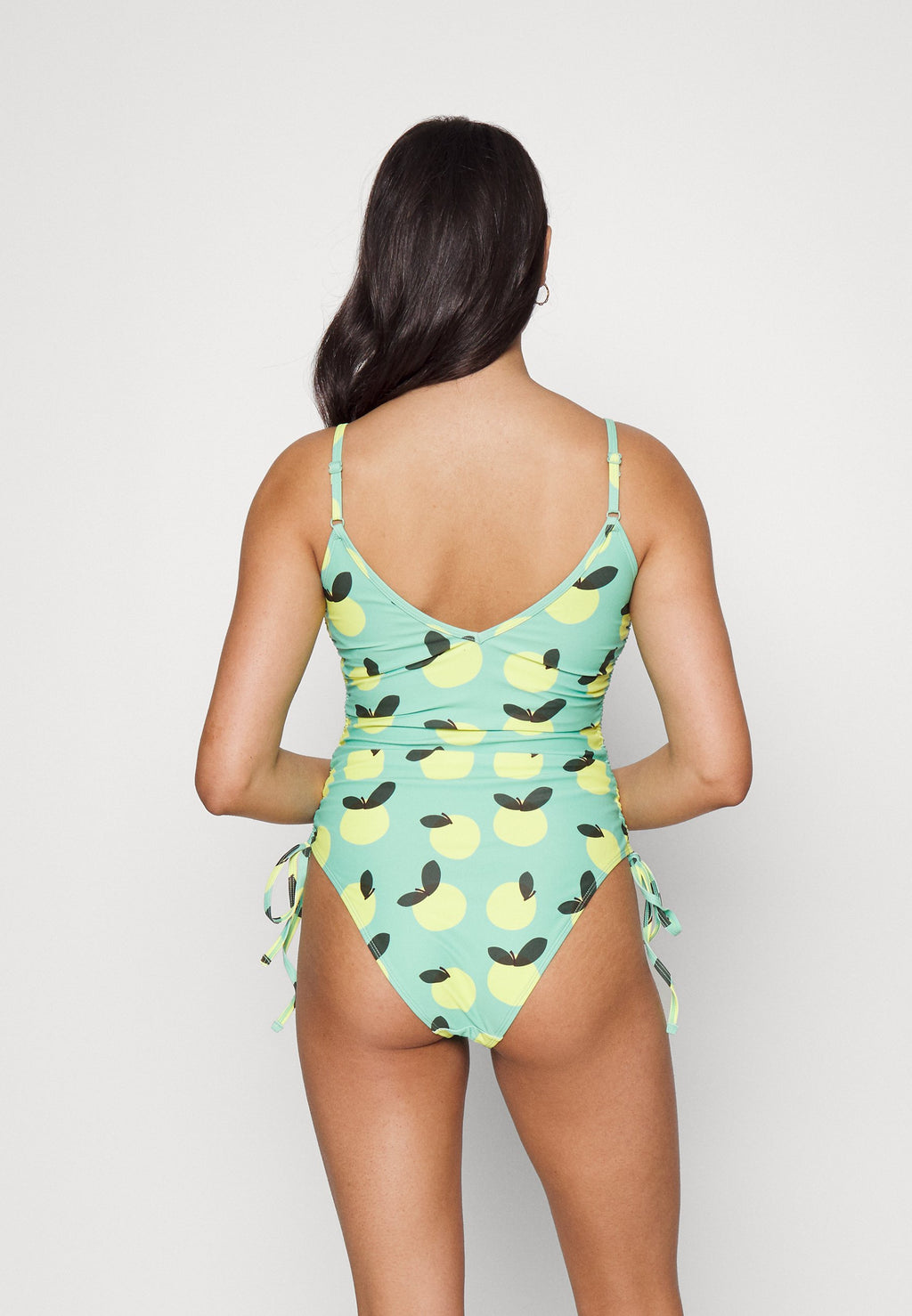 We Are We Wear NICOLA GATHERED SIDE PLUNGE SWIMSUIT IN LEMON PRINT