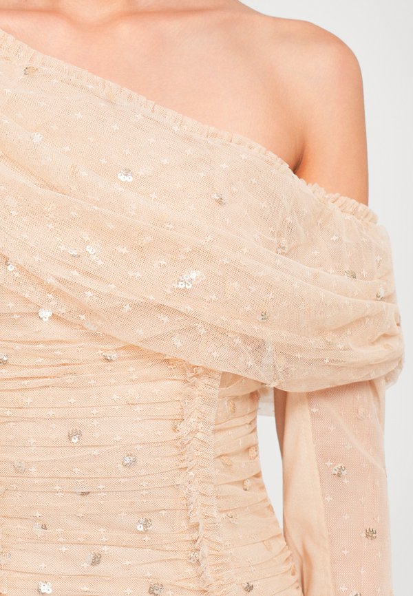 Needle & Thread GIGI DOT ONE SHOULDER ROUCHED GOWN