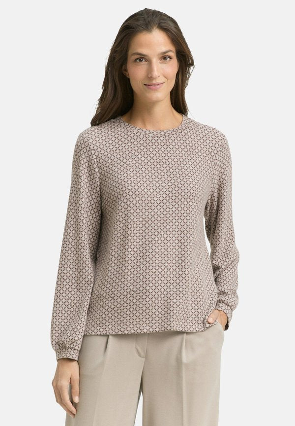 TOM TAILOR MIT MUSTER - Long sleeved top - brown graphical minimal