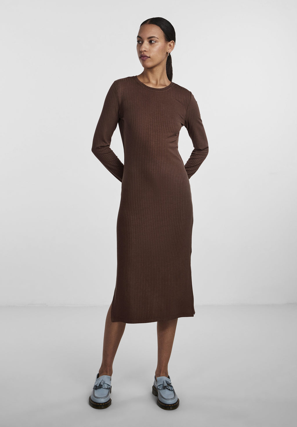 Pieces KYLIE LS O-NECK MIDI NOOS