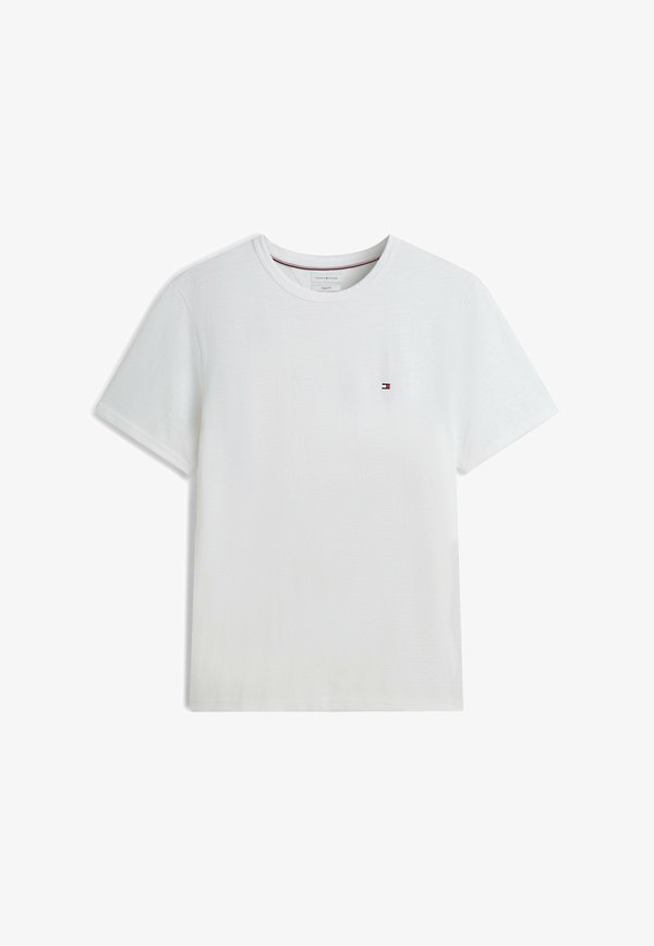 Tommy Hilfiger TOMMY HILFIGER FLAG EMBROIDERY TEXTURED CREW NECK T-SHIRT - Basic T-shirt - white