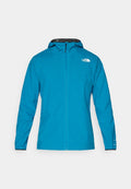 Wasserdichte Jacke in leuchtendem Blau, mit einem schwarz gefütterten Kapuze, durchgehendem Reißverschluss und elastischen Manschetten. Logo auf der oberen linken Vorderseite angezeigt.