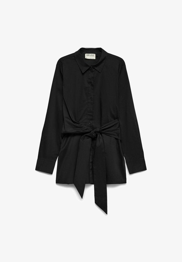 Vero Moda Poplin AWALVA - Button-down blouse - black