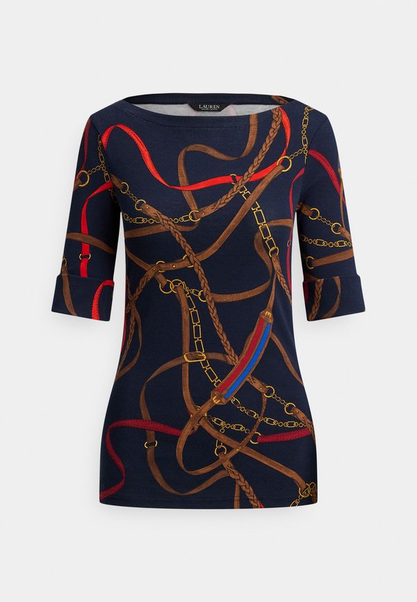 Lauren Ralph Lauren Petite BELTING-PRINT COTTON BOATNECK TEE
