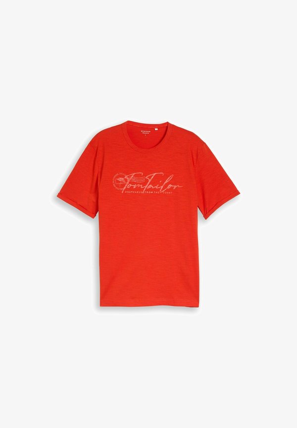 TOM TAILOR TOM TAILOR T-SHIRT T-SHIRT MIT LOGO-PRINT - Print T-shirt - orange red